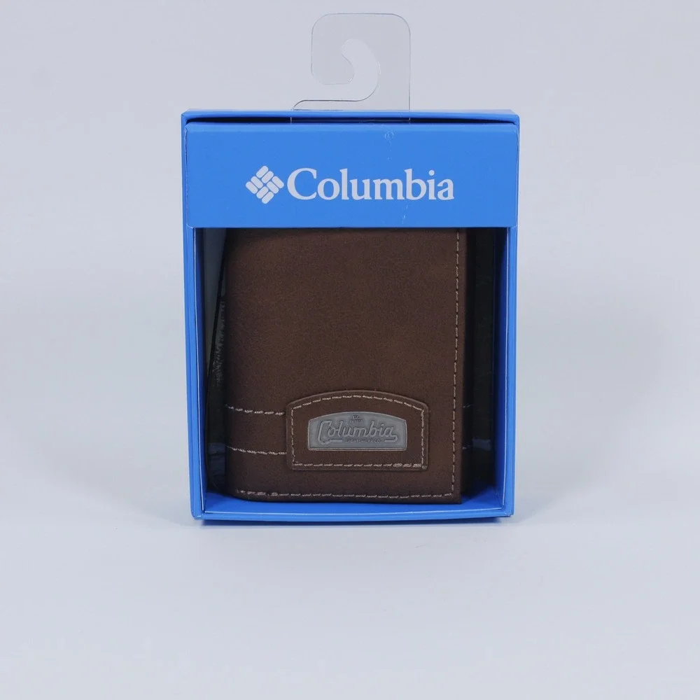Columbia Sportswear Men's Trifold Wallet Brown Leather NWT Gift Item